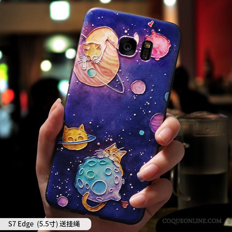 Samsung Galaxy S7 Edge Tout Compris Coque De Téléphone Incassable Violet Étoile Fluide Doux Étui