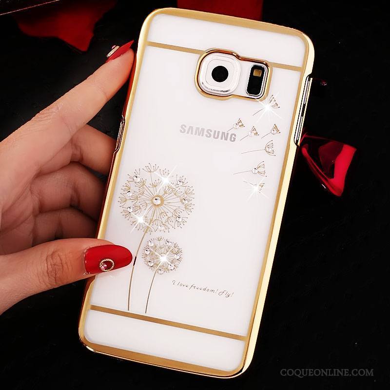 Samsung Galaxy S7 Edge Transparent Strass Difficile Or Protection Coque Étui