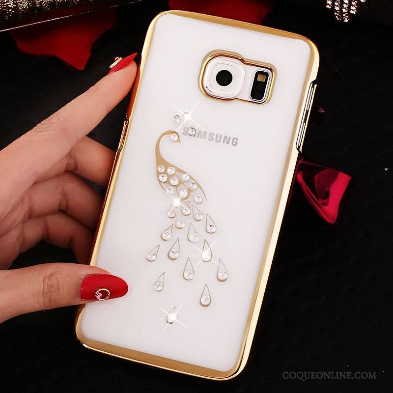 Samsung Galaxy S7 Edge Transparent Strass Difficile Or Protection Coque Étui