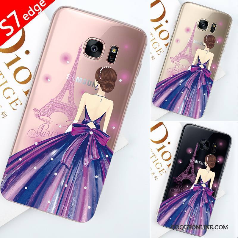 Samsung Galaxy S7 Edge Violet Transparent Tendance Étui Silicone Coque De Téléphone Personnalité