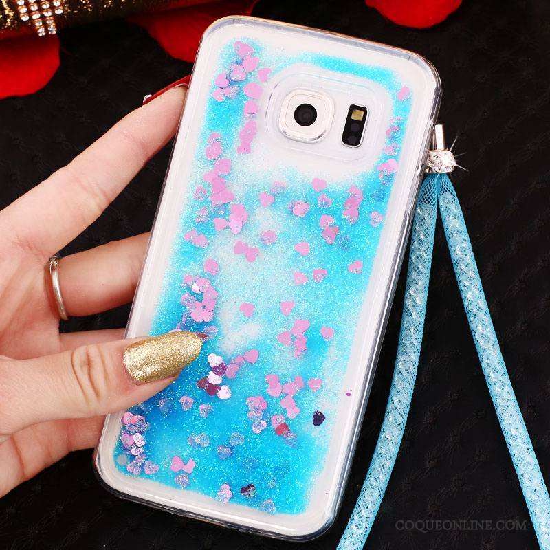 Samsung Galaxy S7 Edge Étoile Protection Bleu Étui Ornements Suspendus Quicksand Coque