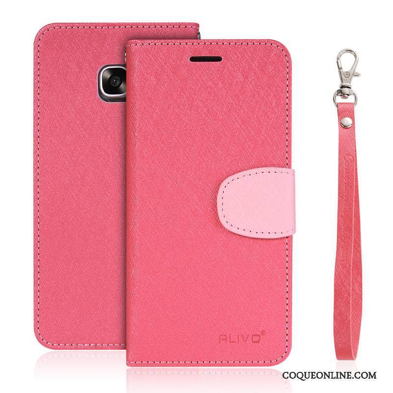 Samsung Galaxy S7 Edge Étui En Cuir Fluide Doux Coque Silicone Rose Étoile Protection