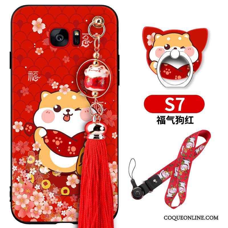 Samsung Galaxy S7 Incassable Coque De Téléphone Tendance Étoile Tout Compris Richesse Rouge