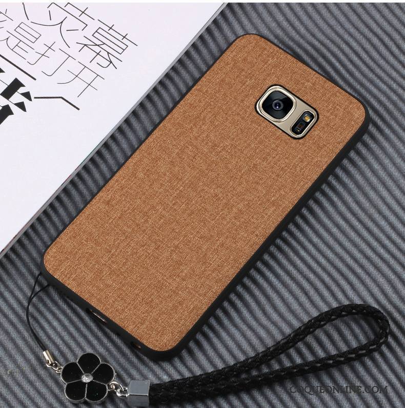 Samsung Galaxy S7 Marron Étui Coque De Téléphone Étoile Silicone Fluide Doux Tout Compris