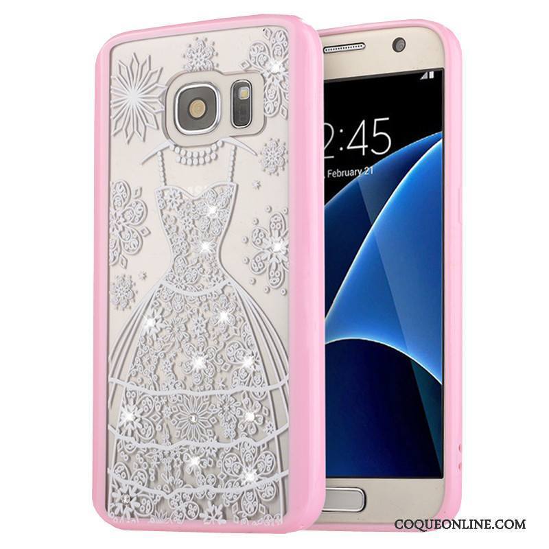 Samsung Galaxy S7 Peinture Protection Étoile Coque De Téléphone Rose Fluide Doux Téléphone Portable