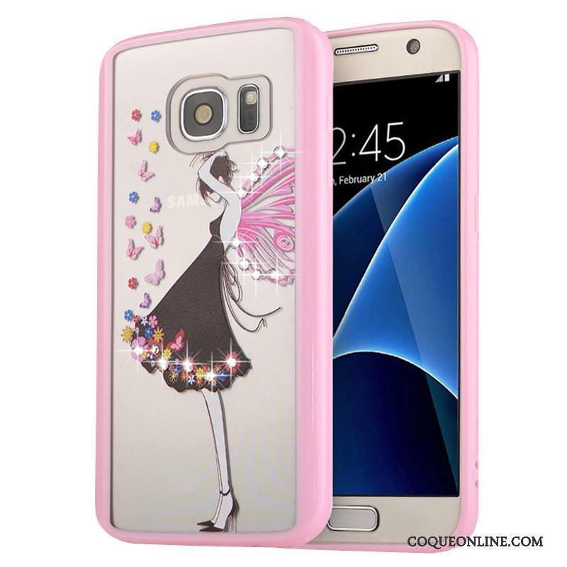 Samsung Galaxy S7 Peinture Protection Étoile Coque De Téléphone Rose Fluide Doux Téléphone Portable