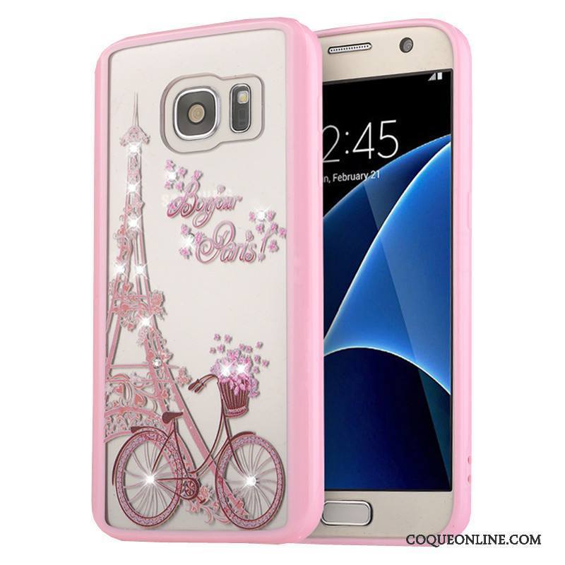 Samsung Galaxy S7 Peinture Protection Étoile Coque De Téléphone Rose Fluide Doux Téléphone Portable