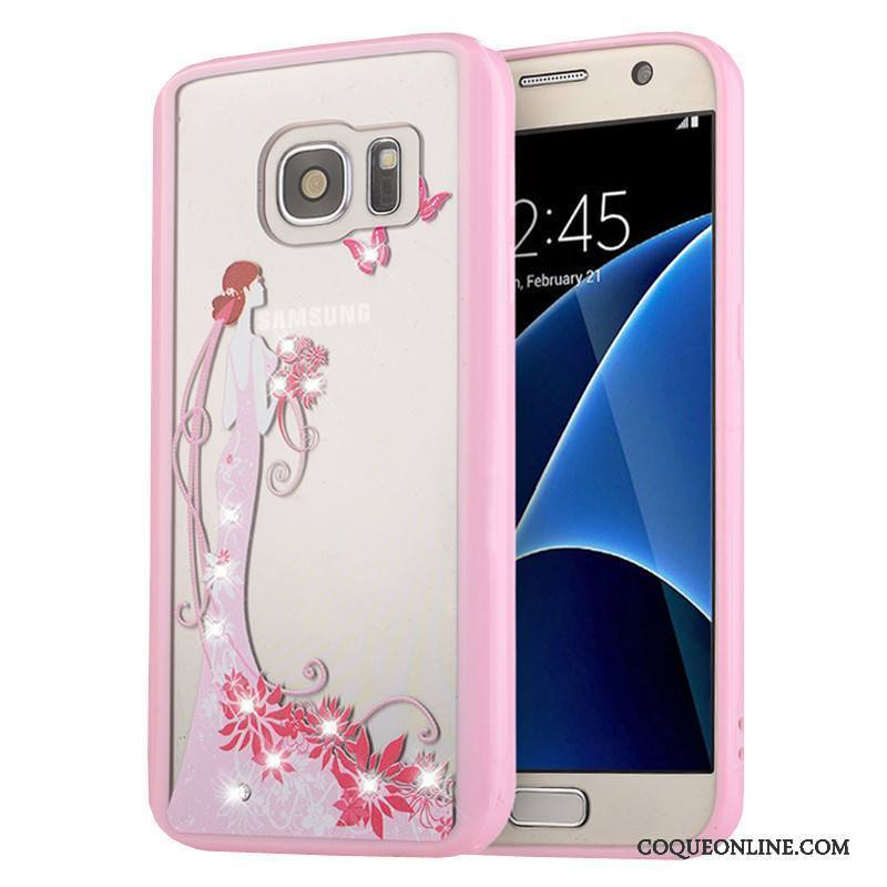 Samsung Galaxy S7 Peinture Protection Étoile Coque De Téléphone Rose Fluide Doux Téléphone Portable