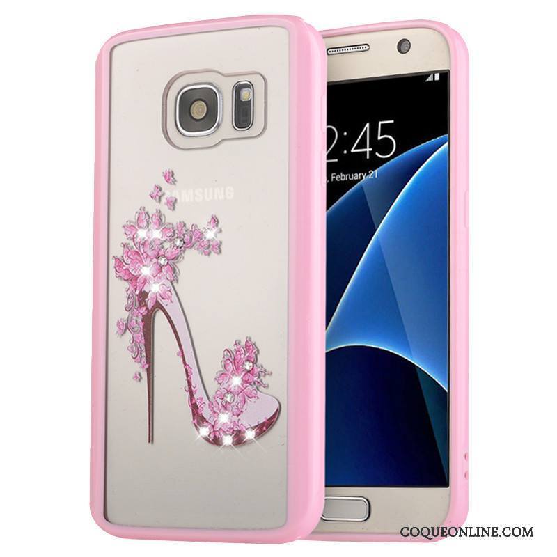 Samsung Galaxy S7 Peinture Protection Étoile Coque De Téléphone Rose Fluide Doux Téléphone Portable