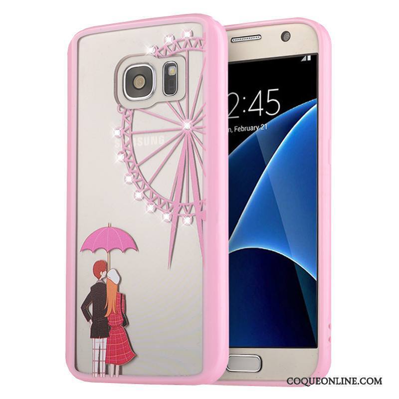 Samsung Galaxy S7 Peinture Protection Étoile Coque De Téléphone Rose Fluide Doux Téléphone Portable