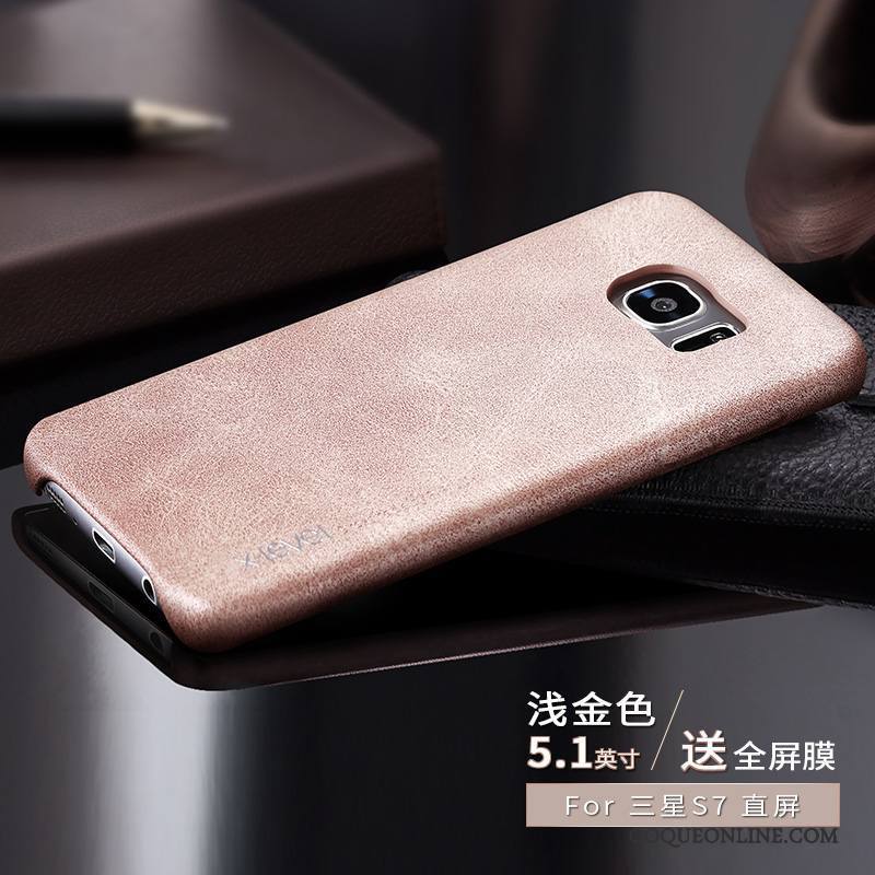 Samsung Galaxy S7 Protection Très Mince Étui En Cuir Noir Coque De Téléphone Étoile Incassable