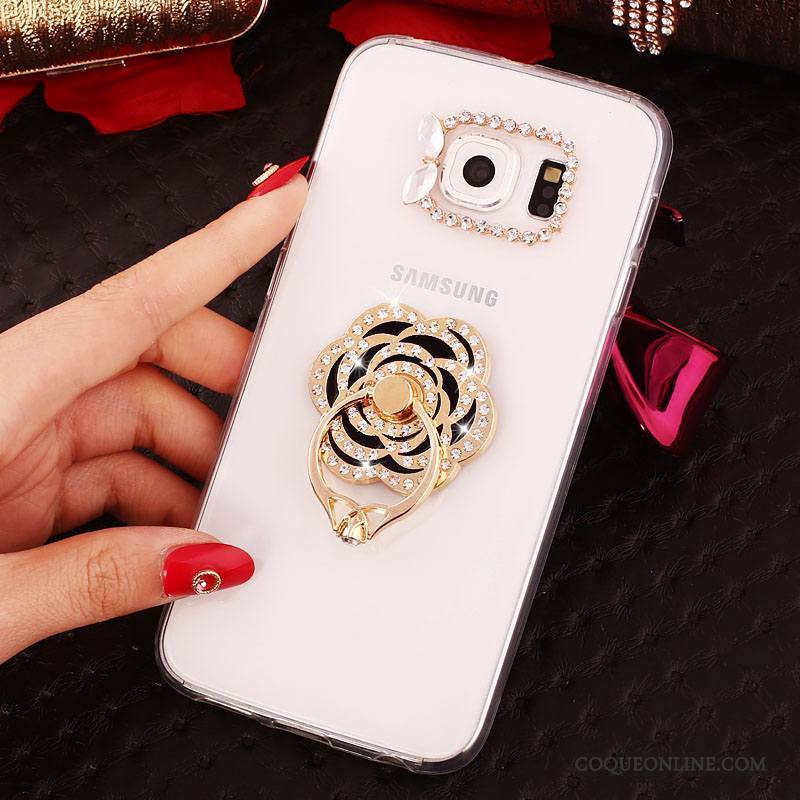 Samsung Galaxy S7 Rose Fluide Doux Silicone Anneau Téléphone Portable Étoile Coque