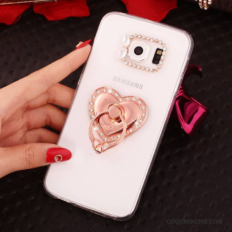 Samsung Galaxy S7 Rose Fluide Doux Silicone Anneau Téléphone Portable Étoile Coque