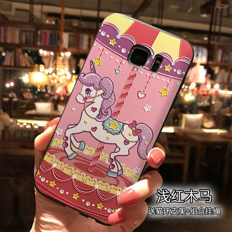 Samsung Galaxy S7 Silicone Coque Rose Dessin Animé Personnalité Étoile Étui