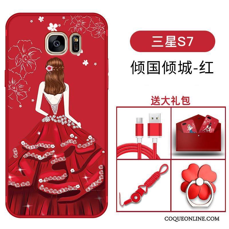 Samsung Galaxy S7 Étoile Incassable Coque De Téléphone Rouge Silicone Étui Protection