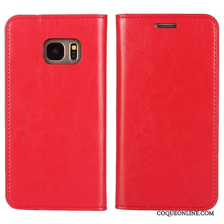 Samsung Galaxy S7 Étoile Rouge Coque De Téléphone Étui En Cuir Téléphone Portable Cuir Véritable