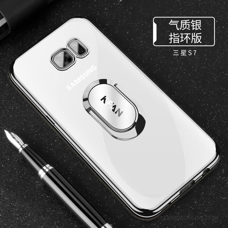 Samsung Galaxy S7 Étoile Tendance Argent Silicone Coque De Téléphone Étui Fluide Doux