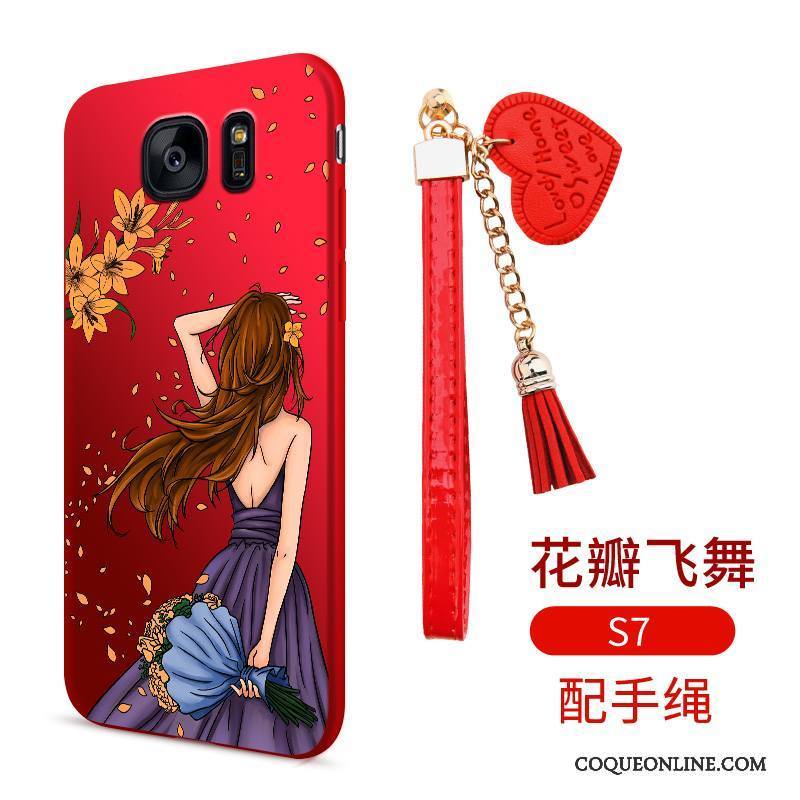 Samsung Galaxy S7 Étoile Tout Compris Dessin Animé Coque De Téléphone Rouge Silicone Incassable