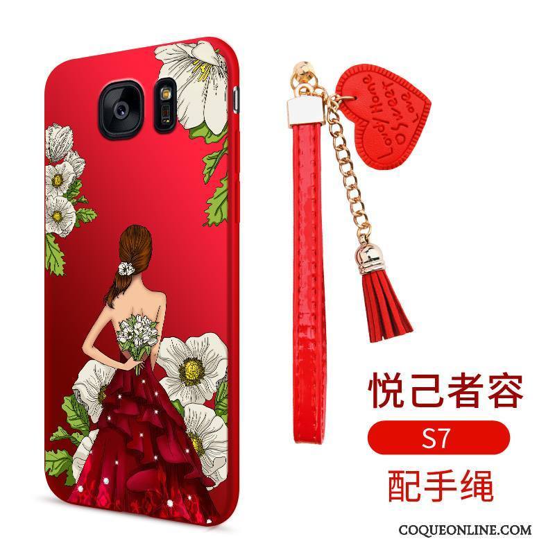 Samsung Galaxy S7 Étoile Tout Compris Dessin Animé Coque De Téléphone Rouge Silicone Incassable