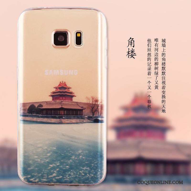 Samsung Galaxy S7 Étui Bleu Silicone Simple Téléphone Portable Protection Coque