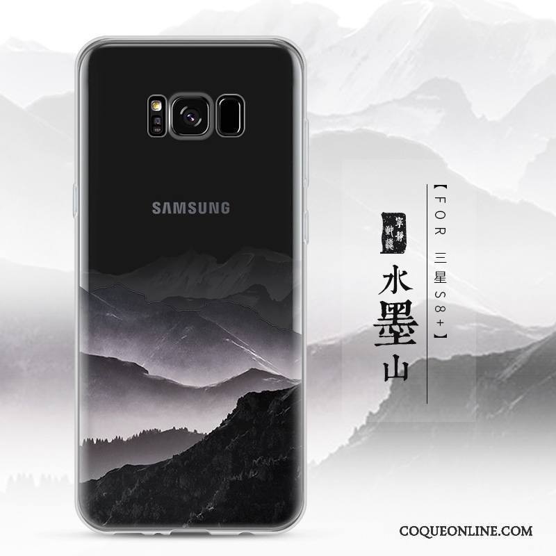 Samsung Galaxy S8+ Coque Bleu Incassable Tendance Étui Paysage Protection Transparent