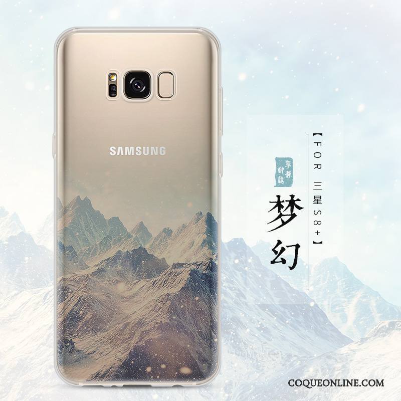 Samsung Galaxy S8+ Coque Bleu Incassable Tendance Étui Paysage Protection Transparent