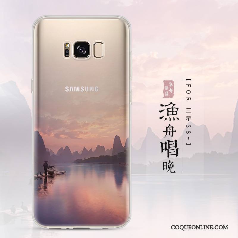 Samsung Galaxy S8+ Coque Bleu Incassable Tendance Étui Paysage Protection Transparent