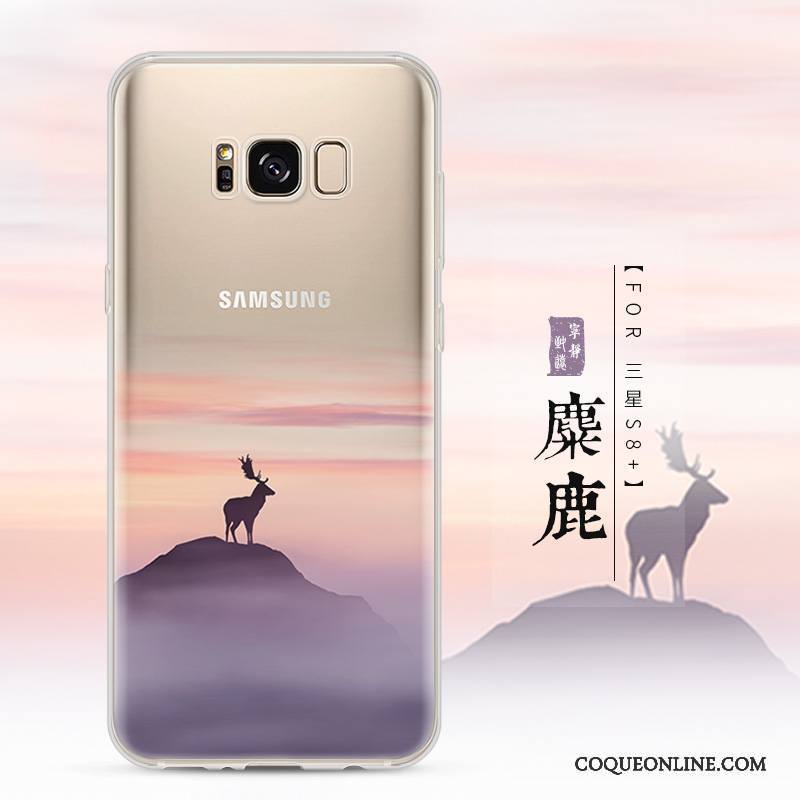 Samsung Galaxy S8+ Coque Bleu Incassable Tendance Étui Paysage Protection Transparent