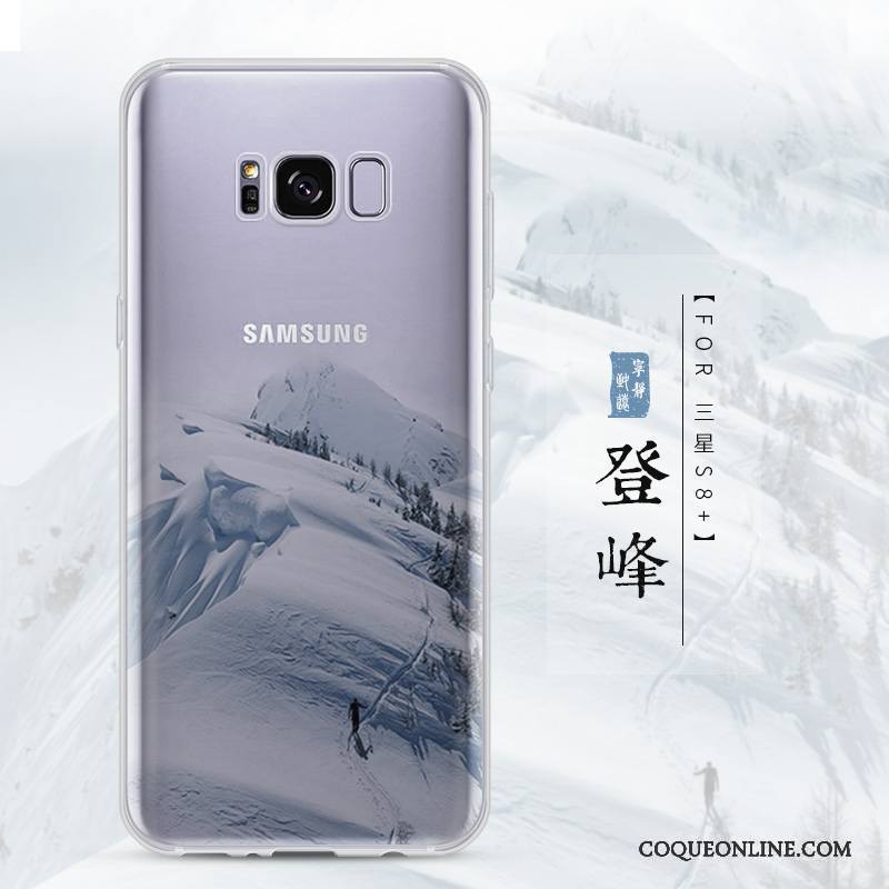 Samsung Galaxy S8+ Coque Bleu Incassable Tendance Étui Paysage Protection Transparent