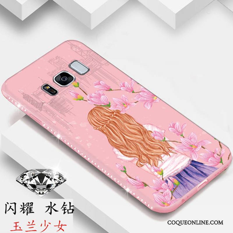 Samsung Galaxy S8 Coque De Téléphone Rose Protection Incruster Strass Étoile Étui Tout Compris