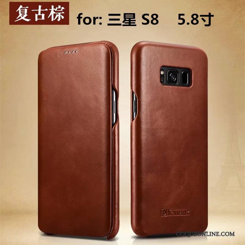 Samsung Galaxy S8+ Coque De Téléphone Étoile Étui Étui En Cuir Protection Cuir Véritable Housse