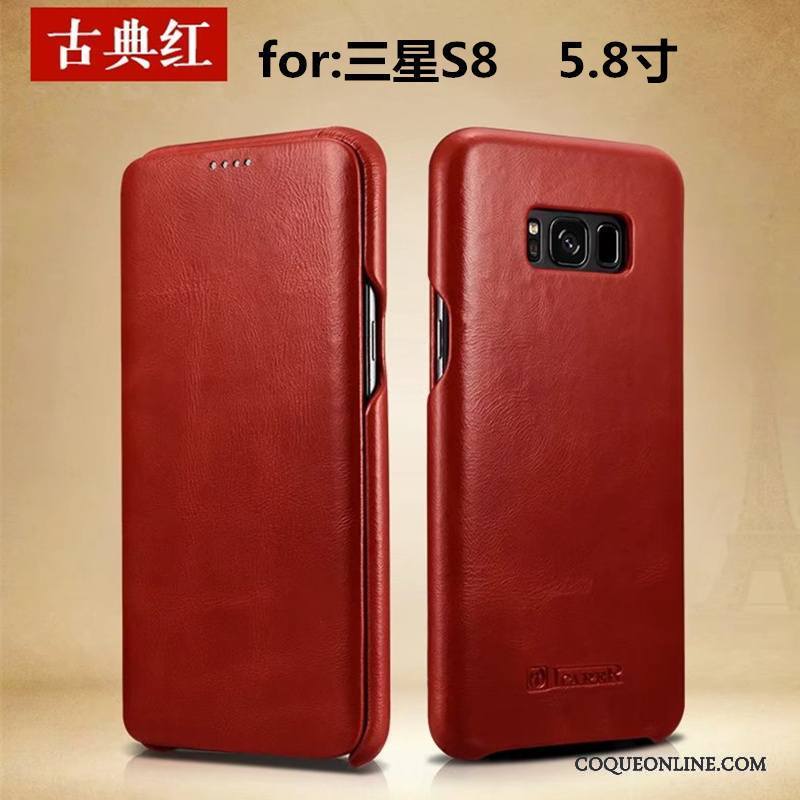 Samsung Galaxy S8+ Coque De Téléphone Étoile Étui Étui En Cuir Protection Cuir Véritable Housse