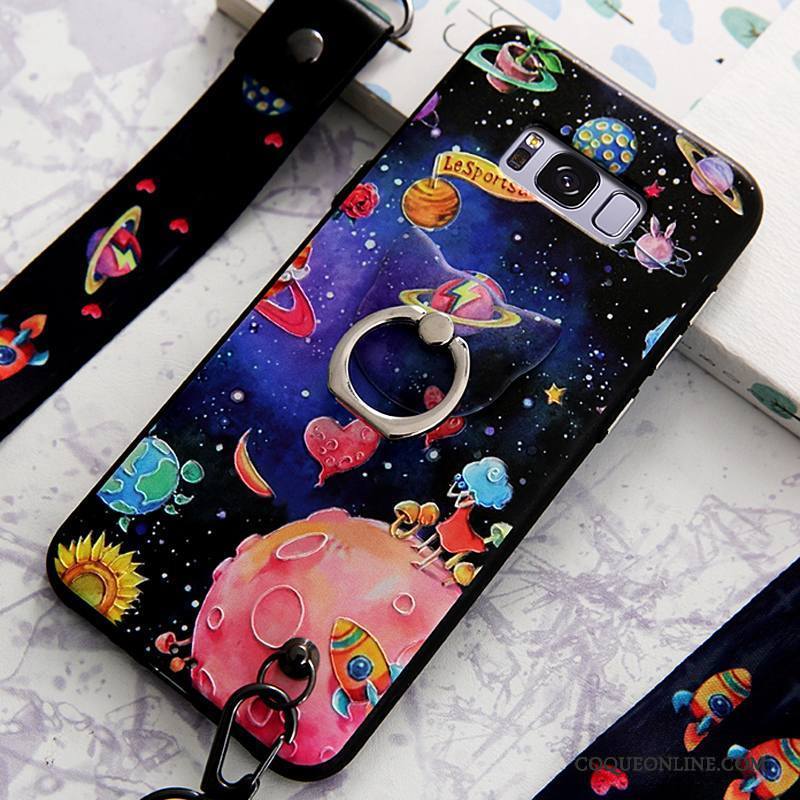 Samsung Galaxy S8+ Coque Dessin Animé Téléphone Portable Gaufrage Support Étoile Ornements Suspendus Étui