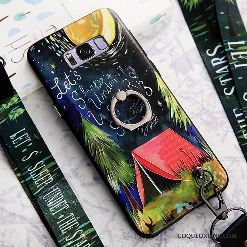 Samsung Galaxy S8+ Coque Dessin Animé Téléphone Portable Gaufrage Support Étoile Ornements Suspendus Étui