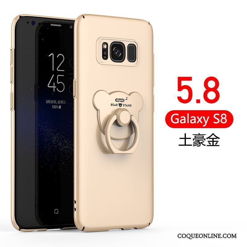 Samsung Galaxy S8 Coque Délavé En Daim Étui Incassable Une Agrafe Anneau Très Mince Or