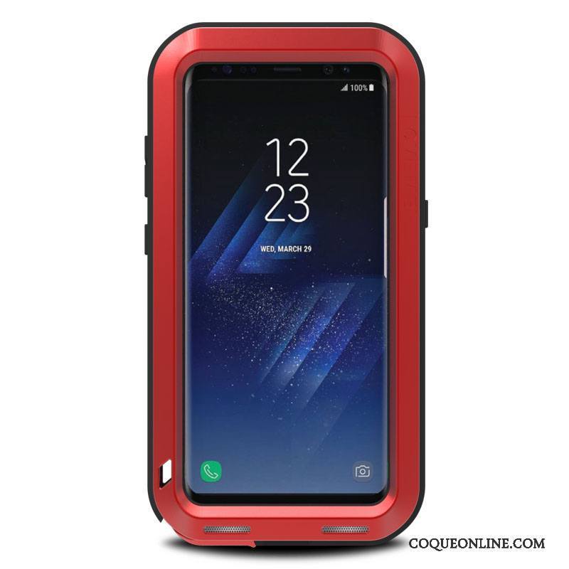 Samsung Galaxy S8+ Coque Gris Téléphone Portable Incassable Étui Trois Défenses Métal