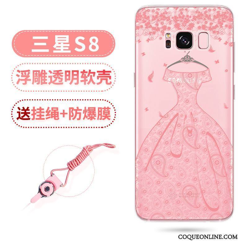 Samsung Galaxy S8+ Coque Incassable Étoile Transparent Noir Gaufrage Beau Ornements Suspendus