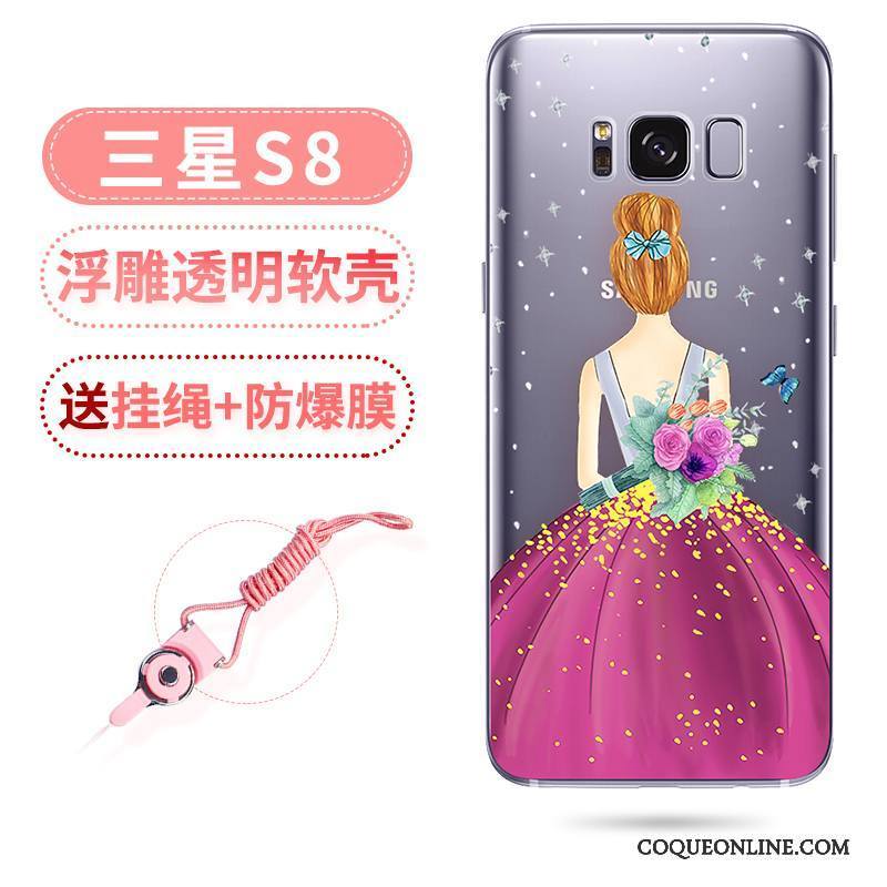 Samsung Galaxy S8+ Coque Incassable Étoile Transparent Noir Gaufrage Beau Ornements Suspendus