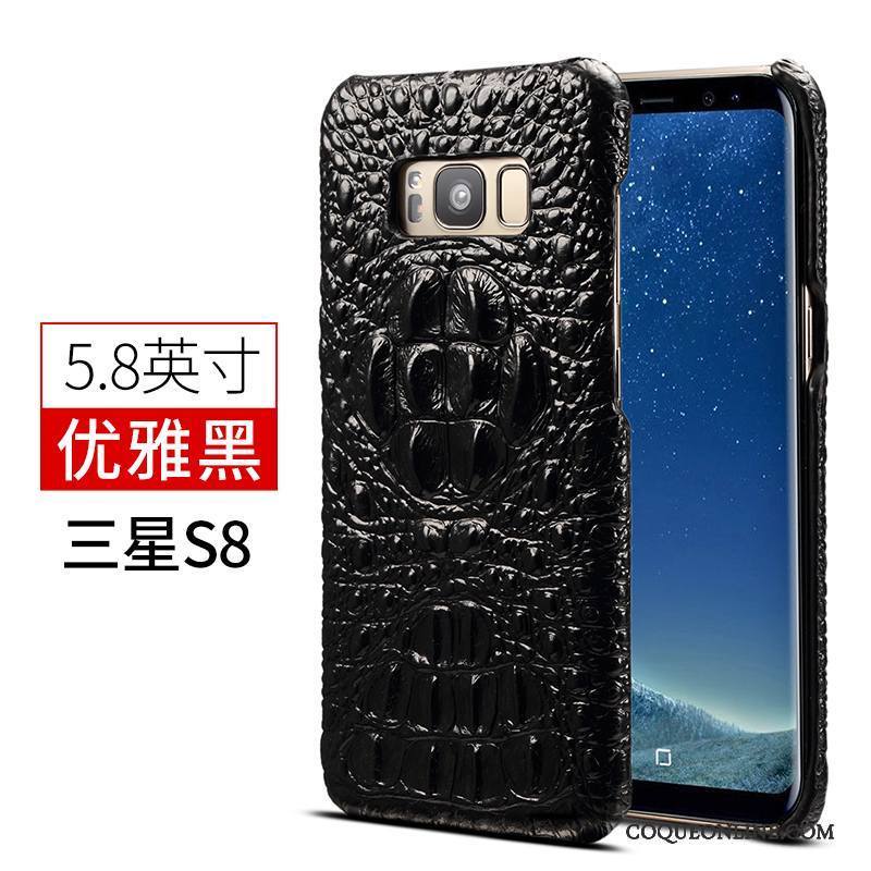 Samsung Galaxy S8+ Coque Luxe Cuir Business Nouveau Étui En Cuir Couvercle Arrière Bleu Marin