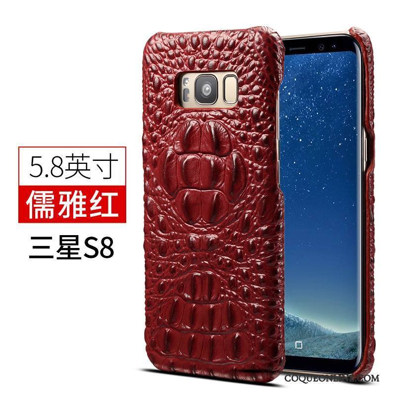 Samsung Galaxy S8+ Coque Luxe Cuir Business Nouveau Étui En Cuir Couvercle Arrière Bleu Marin