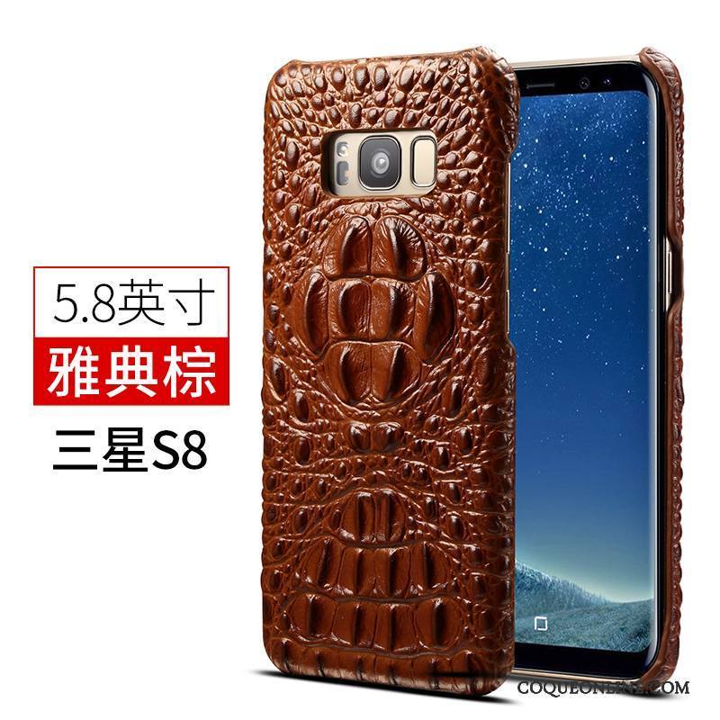 Samsung Galaxy S8+ Coque Luxe Cuir Business Nouveau Étui En Cuir Couvercle Arrière Bleu Marin