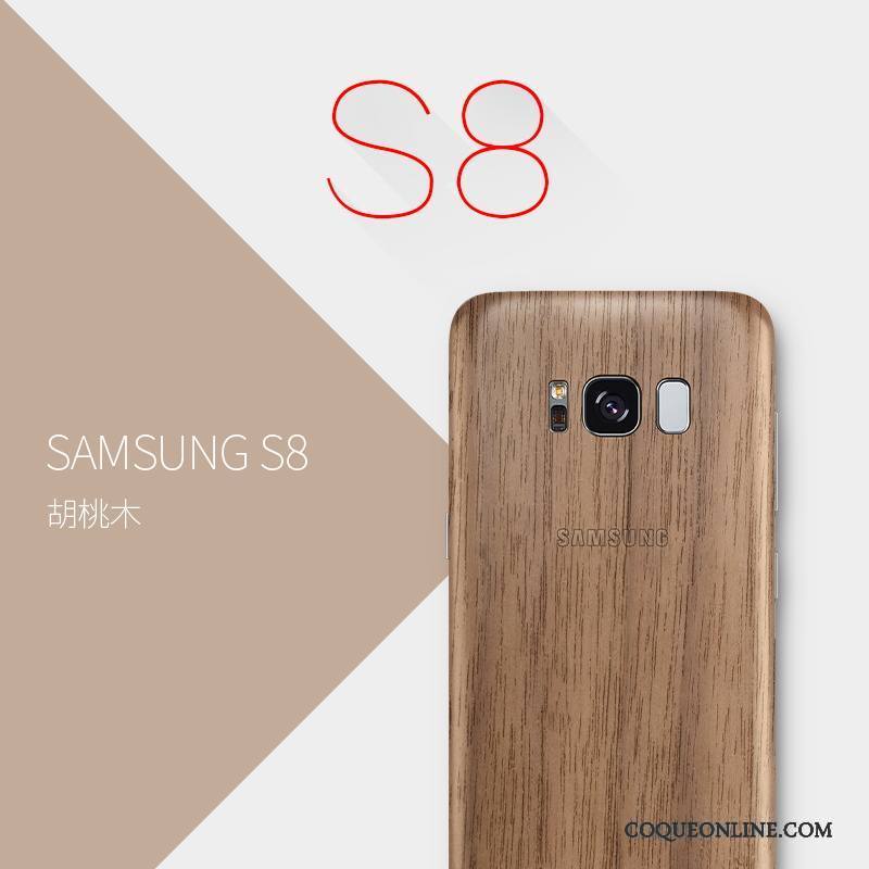 Samsung Galaxy S8+ Coque Sac Bois Massif Protection Très Mince Étoile Étui