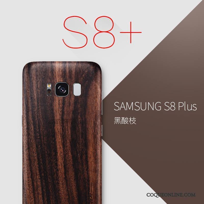 Samsung Galaxy S8+ Coque Sac Bois Massif Protection Très Mince Étoile Étui