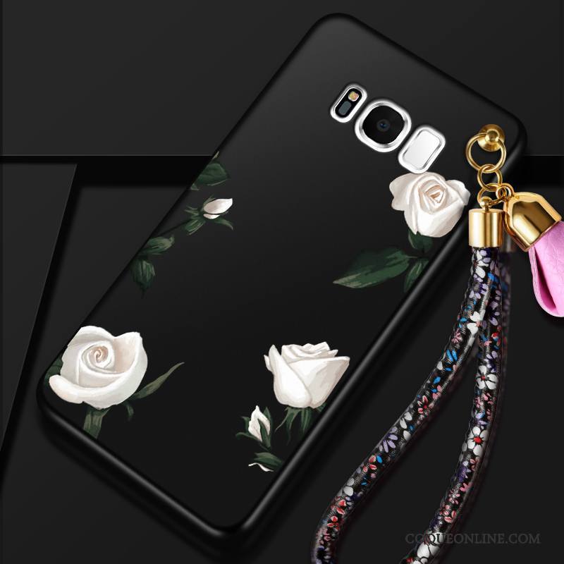 Samsung Galaxy S8 Coque Silicone Incassable Ornements Suspendus Tout Compris Délavé En Daim Noir Étoile