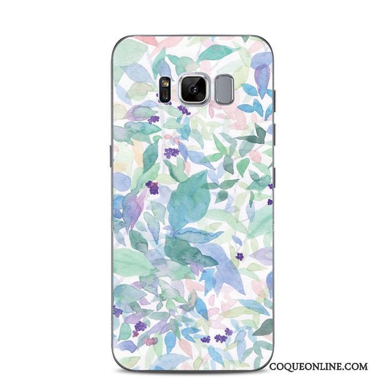 Samsung Galaxy S8+ Coque Support Gaufrage Tout Compris Silicone Fluide Doux Vert Frais