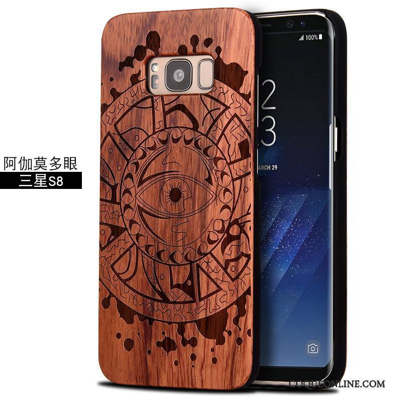 Samsung Galaxy S8 Coque Totem Personnalité Rouge Sculpture Bois Massif Incassable