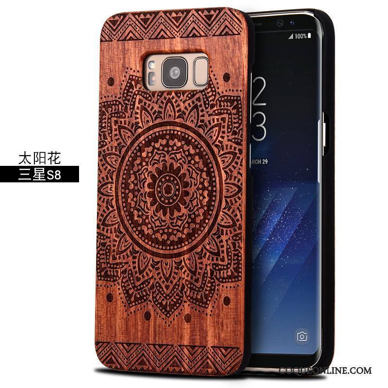 Samsung Galaxy S8 Coque Totem Personnalité Rouge Sculpture Bois Massif Incassable