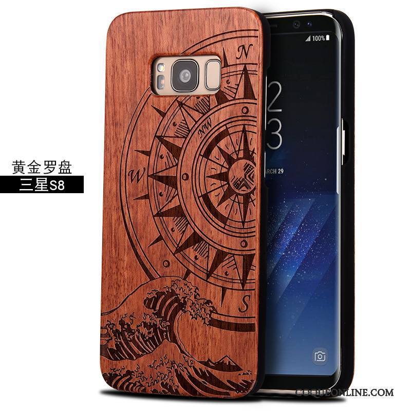 Samsung Galaxy S8 Coque Totem Personnalité Rouge Sculpture Bois Massif Incassable