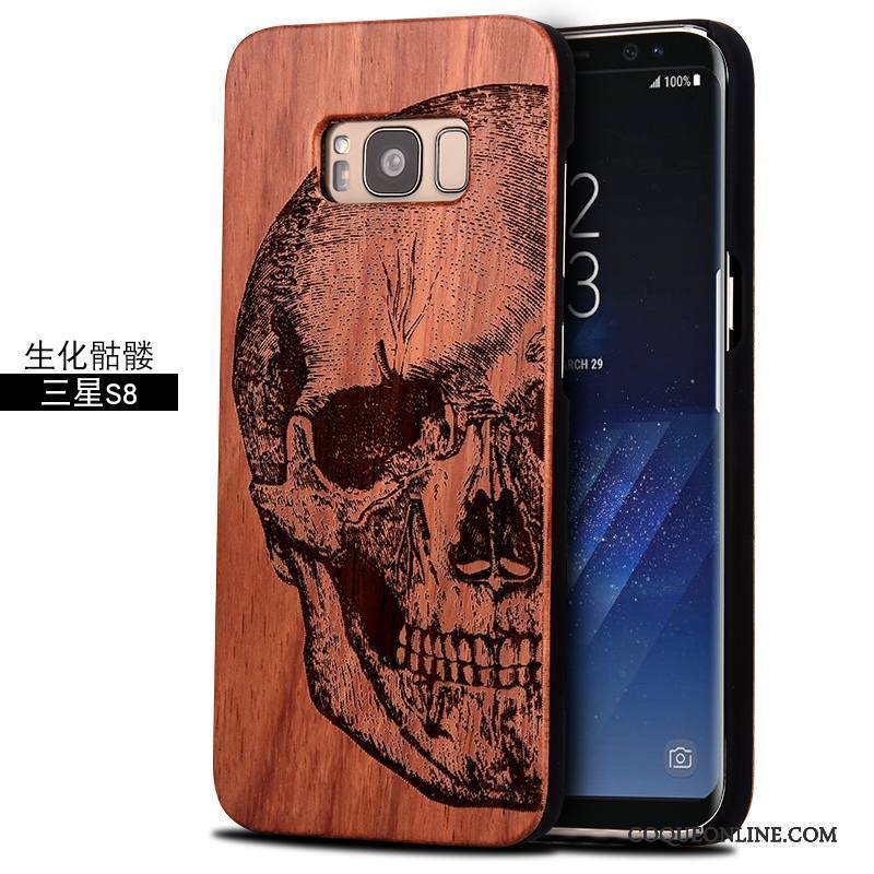 Samsung Galaxy S8 Coque Totem Personnalité Rouge Sculpture Bois Massif Incassable