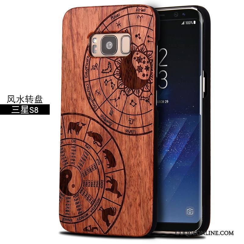 Samsung Galaxy S8 Coque Totem Personnalité Rouge Sculpture Bois Massif Incassable